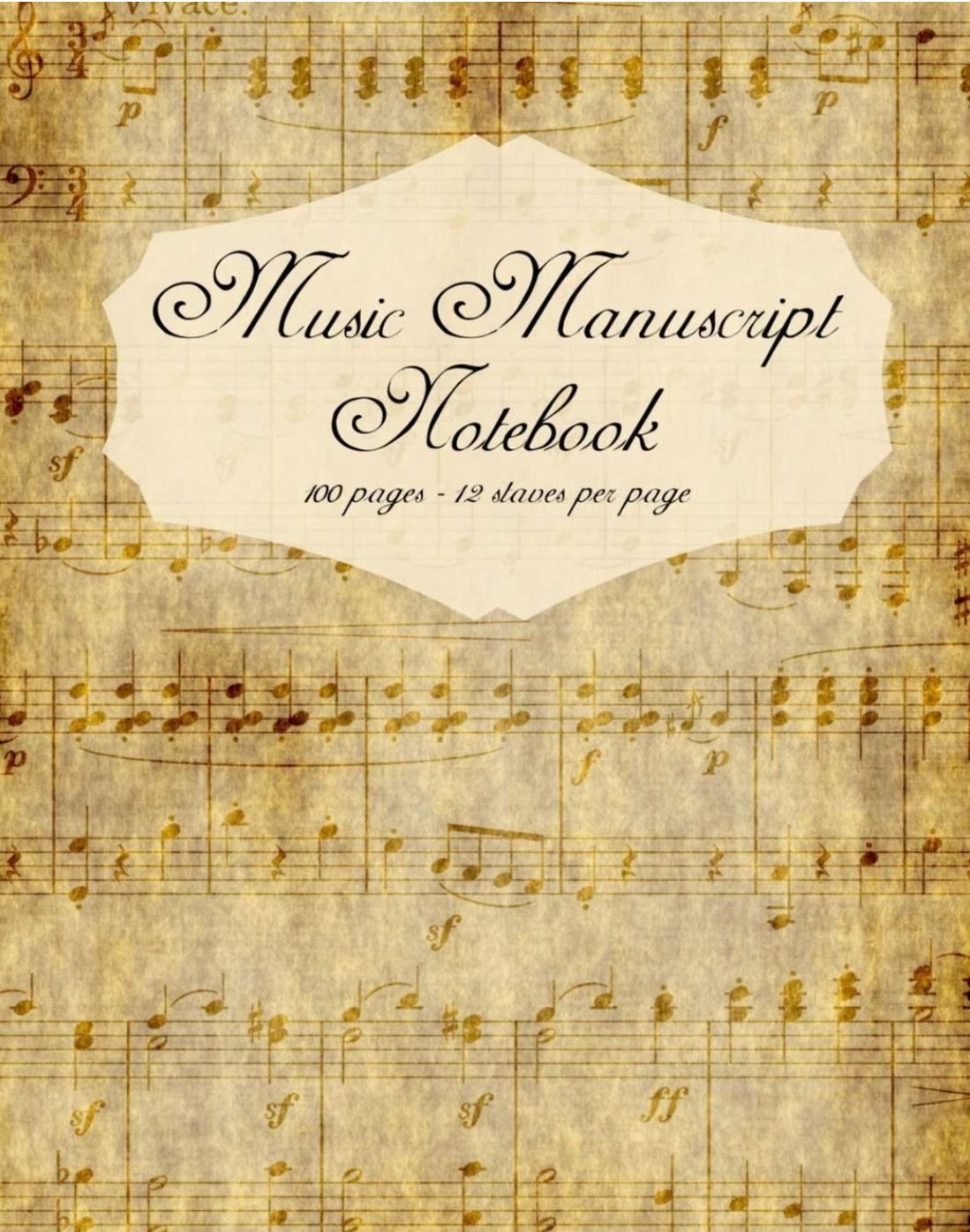 Blank music manuscript staff paper notebook